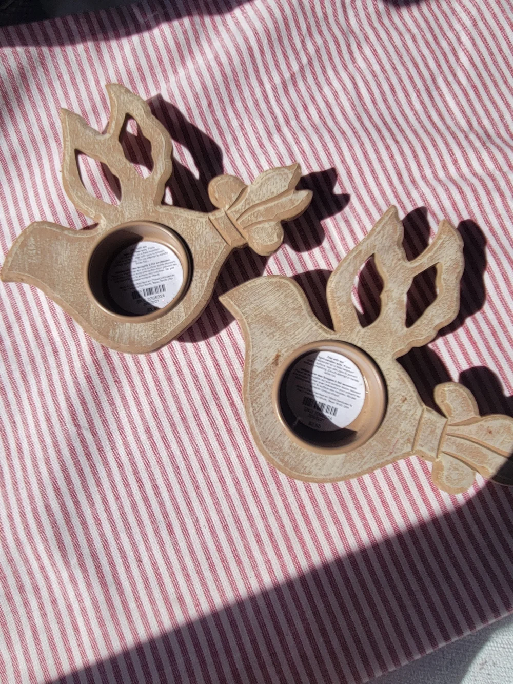 Vintage Wooden Dove Tealight Holders